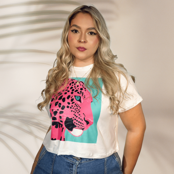 Crop Top Sencillo Leopardo Rosado